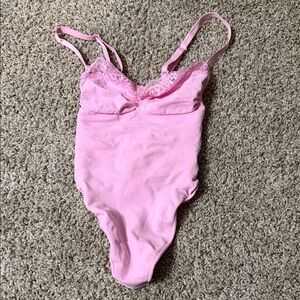 SKIMS Pink Lace Bodysuit